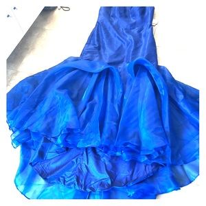 Blue strapless gown